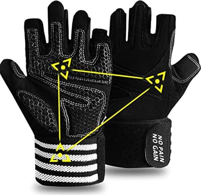 Gewichtheffen handschoenen met polsbandjes | Gel gewatteerd voor Crossfit en fitness | Volledige palmbescherming, ademend en antislip design