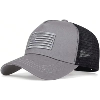 Unisex Amerikaanse Vlag Borduurwerk Baseball Net Petten Lente En Zomer Buiten Verstelbaar Casual Petten Zonbescherming Pet Sportpet gray