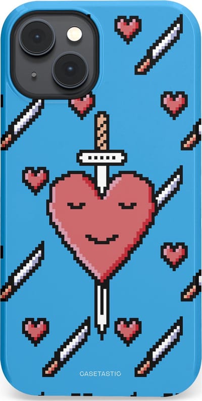 Casetastic hoesje geschikt voor Apple iPhone 14 Plus - MagSafe - Dubbellaagse bescherming - Zwaard saga - Fashion Case - Lichtblauw Zwart Koraal
