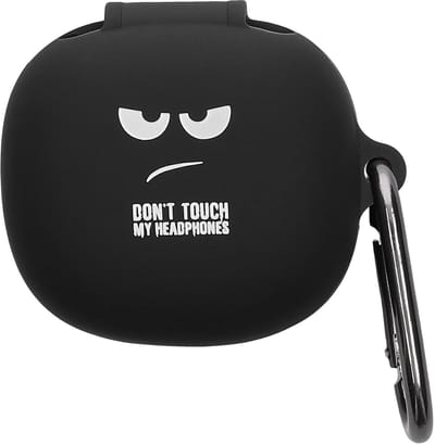 kwmobile Hoes geschikt voor Anker Soundcore P20i - Siliconen cover voor oordopjes in wit / zwart / zwart - Don't Touch My Headphones design