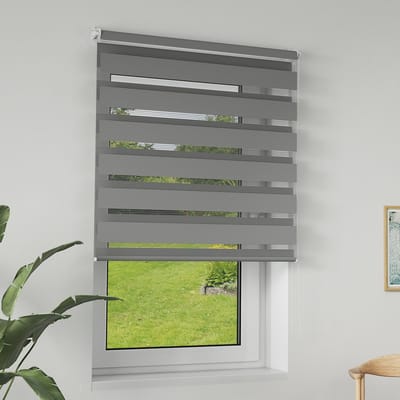 Dubbel rolgordijn Klemmfix klemrolgordijn raamgordijn zijtrekrolgordijn UV-bescherming privacybescherming - Grijs - B60 x H120 cm