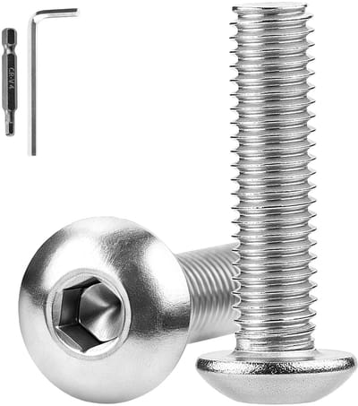 M6 x 60 mm Lenskop Schroeven van 304 RVS, Platkop, Zeskant, Volledige Draad voor Meubel- en Houtassemblage