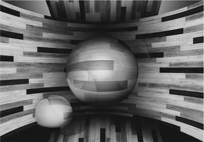 Fotobehangkoning - Behang - Vliesbehang - Fotobehang Metalen Bol - Gray sphere - 3D - 150 x 105 cm