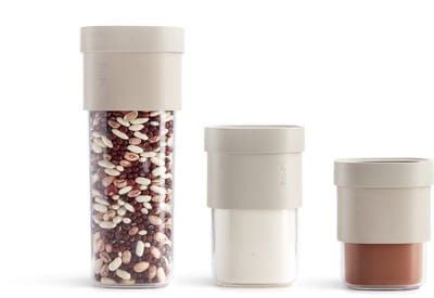 Lékué Flip Storage Voorraadbussen - set van 3 - Beige