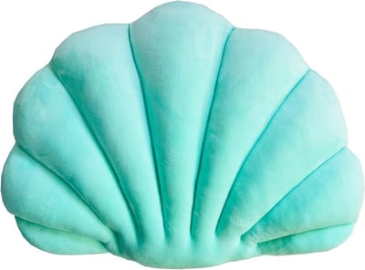 Schelp Sierkussen - Kussen Zeedier - Decoratie Kamer - Ultra Zacht Materiaal - 28 x 20 cm - Groen