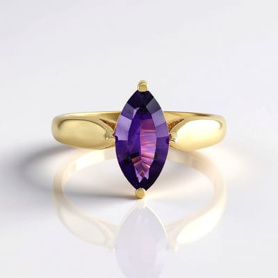 Cavill - Elegante Zilveren Ring - 925 Sterling Zilver Verguld - 1,41 ct Zambia-amethist Marquise Slijpsel - Prong Zetting - Luxe Dames Ring Paars