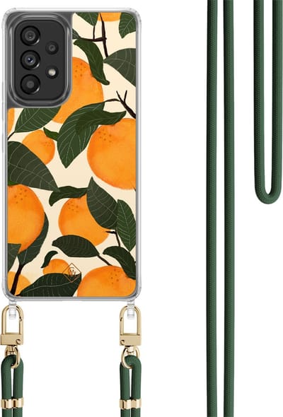 Casimoda® hoesje met koord - Geschikt voor Samsung A53 - Orange Garden - Afneembaar koord - TPU/polycarbonaat - Multi