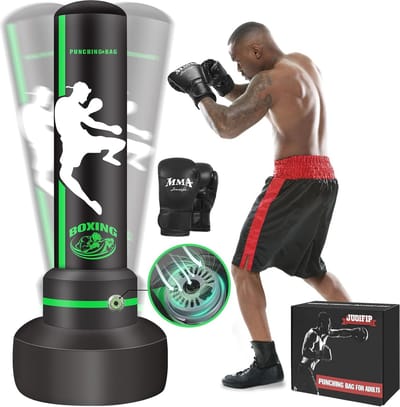 70 inch Vrijstaande Bokszak met Automatische Pomp - Bokshandschoenen Inclusief - Ideaal voor MMA en Kickboksen