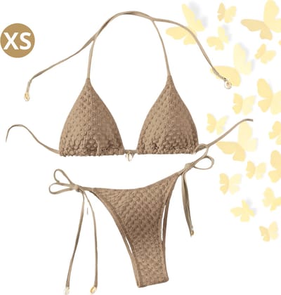 Livano Bikini Dames - Meisjes Bikini - Badpak - Push Up - Vrouwen Badkleding - Zwemmen - Sexy Set - Top & Broekje - Koffiekleur - Maat XS