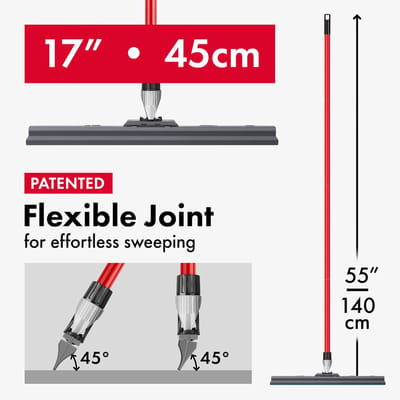Famanu – Professionele vloertrekker 45 cm, 100 % siliconen, uitschuifbare steel 140 cm, ideaal voor badkamer en natte ruimtes