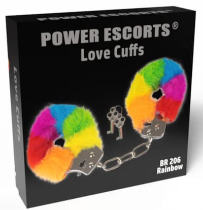 Power Escorts Furry Handcuffs Rainbow – Zachte Pluche Handboeien – br206 rainbow