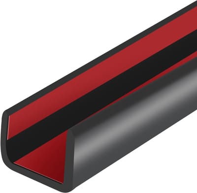 Zelfklevende U-kanaalrandbeschermer voor multiplex - Rubberen randafwerking 5/8 inch - Flexibele meubelreparatie 6m zwart