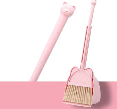 Mini Bezem met Duspan voor kinderen, Kleine huishoudster Helper Set (Roze)