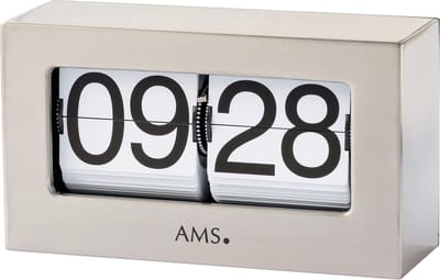 AMS T1175 - Tafelklok - Flipklok - Metaal - Aluminiumkleurig - Zilverkleurig