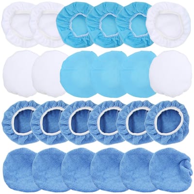 24 Pièces Bonnets de Polissage 6in 150mm Microfibre Non-tissé Coton Tampons de Polissage pour Voitures Motos Bateaux blue