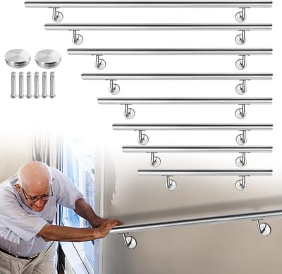 Roestvrijstalen Leuning 80 cm voor Binnen en Buiten - Wandmontage Trapleuning