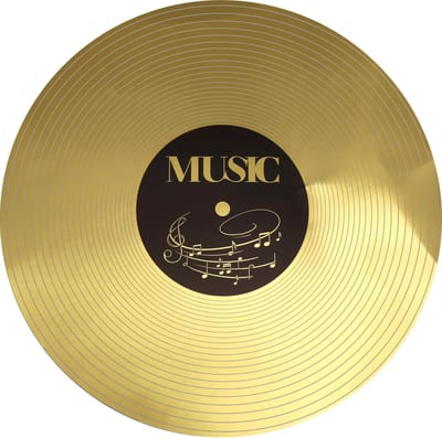Santex Placemats - 6x - gouden plaat vinyl look - muziek thema - langspeelplaat - Muziek tafeldecoraties