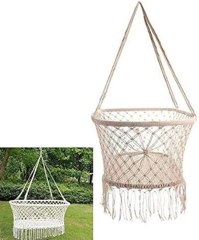 Hangwieg Baby - Babyschommel Hangmat - Baby Kalmeren - Handgeweven Macramé - 90 x 75 x 140 cm - Wit