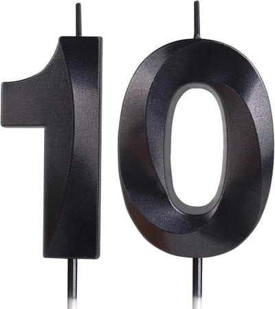 Solidchoice - 3D Verjaardagskaars Nummer 10 in Zwart