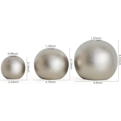 3 pièces Minimalisme Céramique Vase Boule Ronde Récipient à Fleurs Fashional Moderne Maison Bureau Ornements de Bureau Vase pour Fleurs Sèches Simple gray