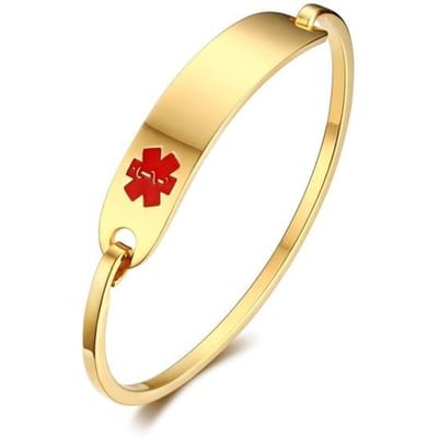 Gratis graveren medische armbanden en armbanden Id sieraden voor vrouwen roestvrij staal metaal niet allergisch beige