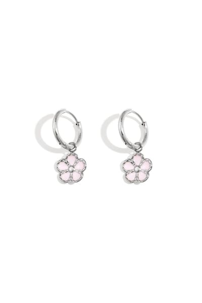 Oorbellen bloemen schattig - Roze & Zilveren kleur