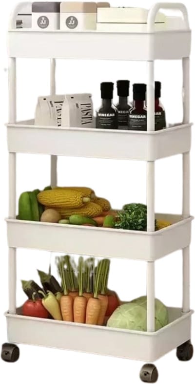 Bovista Bar Cart - Serveerwagen - Serveerkar - Keukentrolley - Drank Trolley - Keuken - Bijzettafel - Restaurant - Wit - 5 Lagen