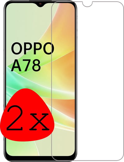 Screenprotector - 2 Stuks Geschikt voor OPPO A78 5G - Extra Sterk - Beschermglas - Gehard Glas - Tempered Glass - Screen Protector