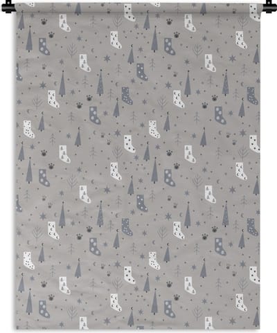 Wandkleed - Wanddoek - Sokken - Patronen - Kerst - 150x200 cm - Wandtapijt