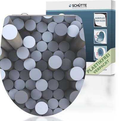 SCHÜTTE WC-Bril 82593 ROUND DIPS - High Gloss - Duroplast - Soft Close - Afklikbaar - RVS-Scharnieren - Belastbaar tot 175 kg - Decor - 1-zijdige Print