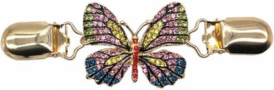 Fako Bijoux® - Vestsluiting - Vestclip - Sjaalspeld - Vestklem - Vlinder Strass - Goudkleurig
