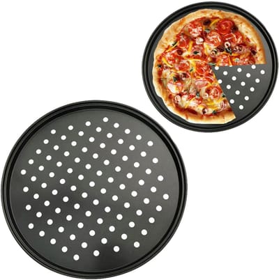 Store_7 - Geperforeerde pizzapan - koolstofstaal - anti-aanbaklaag - 26 cm - ideaal voor bakken - perfect voor pizza maken - geschikt voor de oven