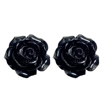 Clip oorbellen -Zwart -Bloem- 2 cm- geen gaatje- Charme Bijoux