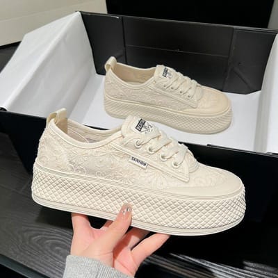 Zomer Gaas Ademend Vissersschoenen Dames Hoogte Verhogen 6cm Nieuw Zachte Zool Antislip Veters Sports Casual Board Schoenen Damesschoenen 38