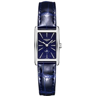 Longines DolceVita Serie Quartz Uurwerk 30M Waterbestendig Horloge 20,8 mm*32 mm Blauwe Wijzerplaat Roestvrijstalen Kast Krokodillenleren Band L5.255.4.93.2 Regular Watch Box,Blue Dial blue