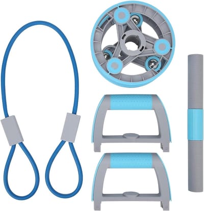 Buikwiel Oefenapparatuur - Fitness Roller Kit - Core Training - Multifunctioneel Fitness Systeem - 17cm Wiel - Blauw