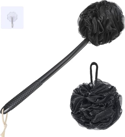 Douchespons met 42 cm Antislip Handgreep – Set Badspons en Peeling Spons voor Zachte Reiniging