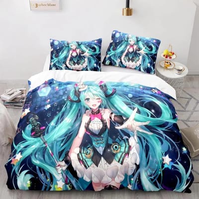 Mooi meisje in de toekomst Beddengoedset Eenpersoons Twin Vol Queen King Size Bedset Aldult Jongen Slaapkamer Dekbedovertrekset 3D Anime 012 EU single(135x200cm)
