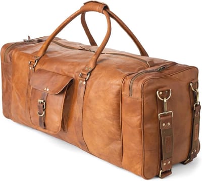 Leren Reistas New York XL Weekender voor Reizen en Sport - Vintage Bruin