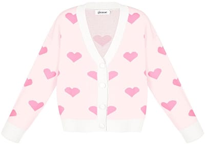 Comfortabele Viscose Gebreide Dames Trui met Fijn Hartpatroon - babyroze - Maat S/M