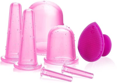 Dailygoods- Cupping Set Siliconen - Gezicht Cupping - Cupping Massage - Cupping Set met Peelingborstel - Effectief tegen Cellulitis - Stimuleert Bloedcirculatie - Cupping Cups