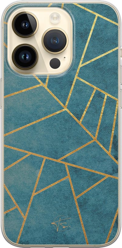 Hoesje geschikt voor iPhone 14 Pro - Abstract blauw - Soft Case - TPU - Print - Blauw - Mooie Telefoonhoesjes