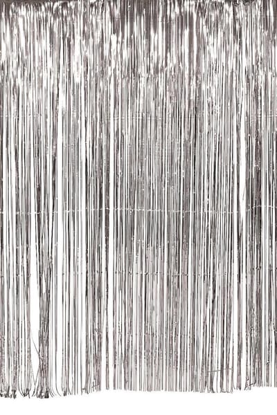 Deur gordijn franje folie ZILVER  hoog - 200 x 100cm.