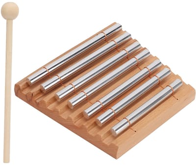 NTH products- Handklokkenspel - Ritmische Windgong - 7 Aluminium Staven - Beukenhout - Meditatie - Muziektraining Kinderen - Duurzaam Geluid