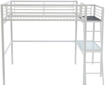 Vente-unique Hoogslaper metaal wit 140 x 190 cm CASUAL