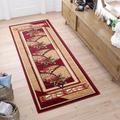 Tapiso Atlas Vloerkleed Gangloper Woonkamer Rood Tapijt Maat- 100x250