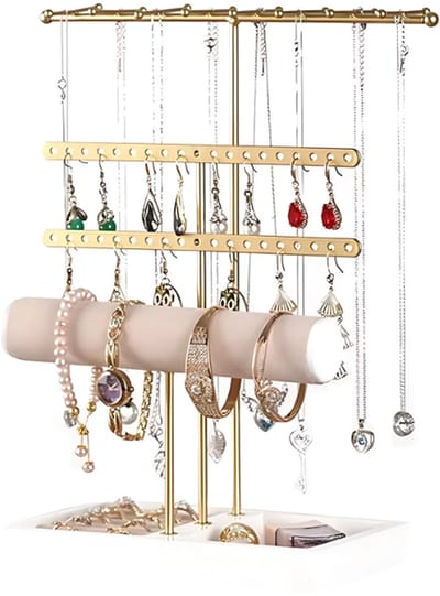 NovaWare Sieradenstandaard - Juwelenhouder - Sieraden Organizer - Sieradenhouder voor Horloges/Armbanden/Kettingen - Sieradenrekje - Oorbellenrekje - Goud