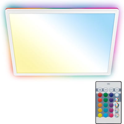 B.K.LICHT - LED Plafondlamp - met afstandsbediening - met RGBIC - plafonniére met achtergrondverlichting - CCT - dimbaar - 42x42x3 cm - wit