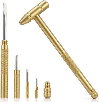 Multifunctionele 6-in-1 hamer met sleuf- en kruiskopschroevendraaier voor horlogemakers en reparaties aan kleine apparaten en meubels
