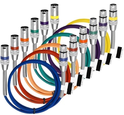 XLR Kabel Set - Microfoon Verlengkabel - Audio Verbinding - Veerspiraal Ontwerp - 10 Meter - 6 Kleuren
